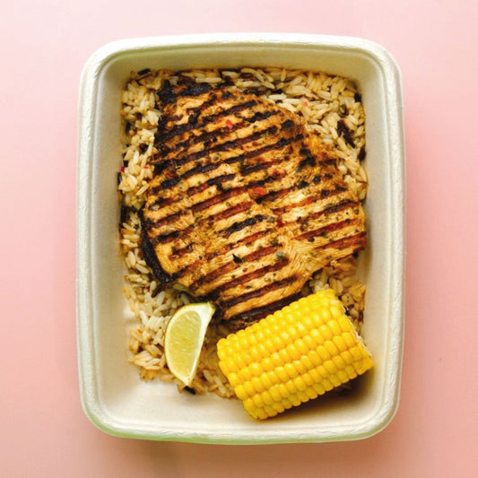 All Week Butterflied Grilled Peri-Peri Chicken Breast with Wild Rice and Corn on the Cob - All Week (formerly Out of the Box)
