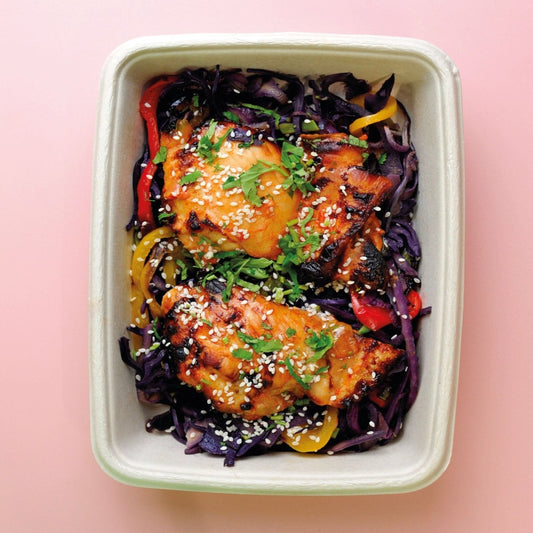 All Week Honey Sriracha Glazed Chicken with Sesame Sugar Snaps, Red Cabbage and Pepper Stir Fry - All Week (formerly Out of the Box)