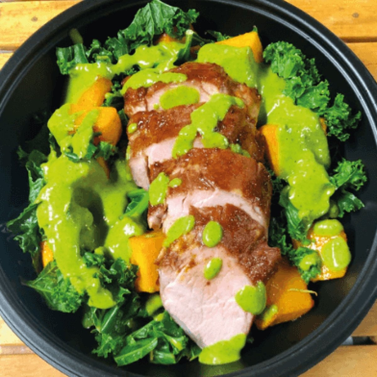 All Week Sous-vide Bbq Pork Fillet with Rosemary Roast Squash, Kale and Chimichurri - All Week (formerly Out of the Box)