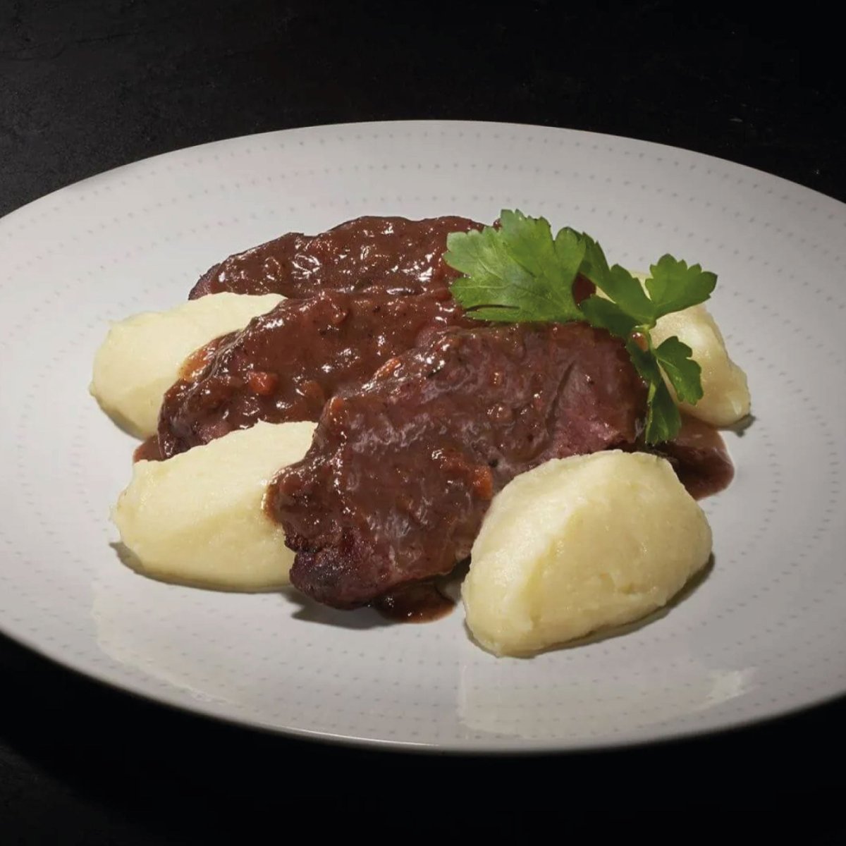 Delita Slow-Cooked Beef Cheek in Red Wine with Celeriac Purée - Delita