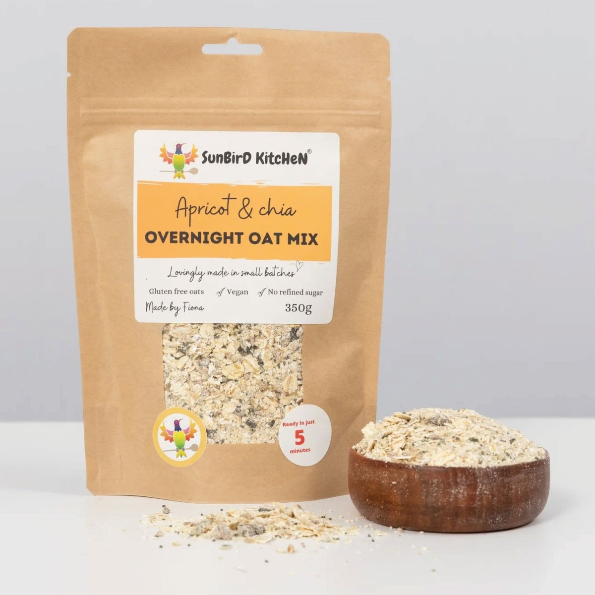 Sunbird Kitchen Apricot and Chia Overnight Oats Mix - Sunbird Kitchen