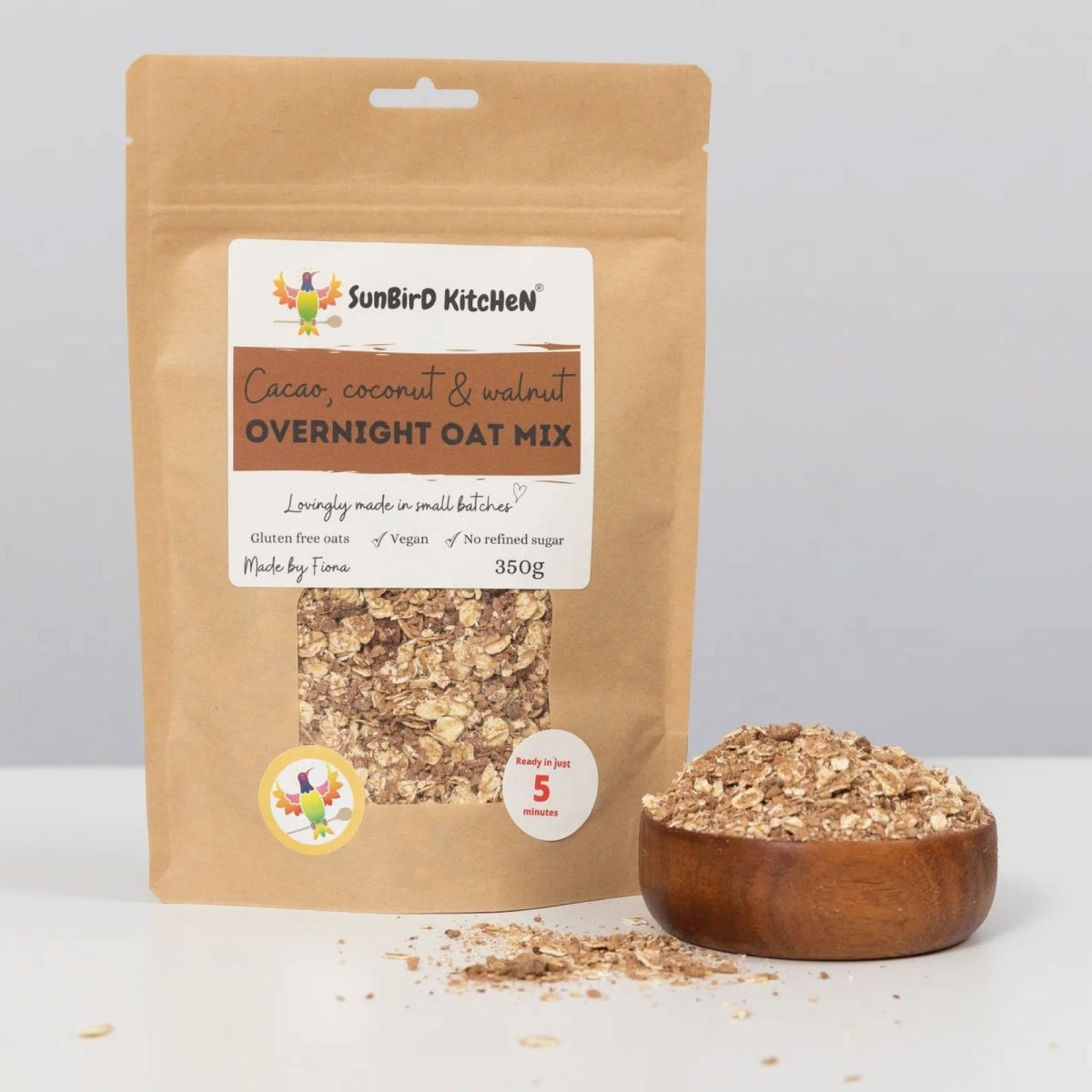 Sunbird Kitchen Cacao, Coconut, and Walnut Overnight Oats Mix - Sunbird Kitchen